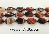 CAA4301 15.5 inches 25*30mm twisted oval line agate beads