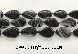 CAA4318 15.5 inches 25*35mm twisted flat teardrop line agate beads