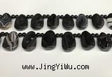 CAA4369 Top drilled 20*30mm freeform black banded agate beads