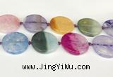 CAA4435 15.5 inches 35mm flat round agate druzy geode beads
