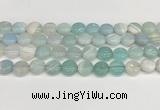 CAA4592 15.5 inches 12mm flat round banded agate beads wholesale