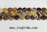 CAA4596 15.5 inches 14mm flat round banded agate beads wholesale