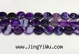 CAA4613 15.5 inches 18mm flat round banded agate beads wholesale