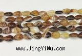 CAA4686 15.5 inches 10*14mm flat teardrop banded agate beads wholesale