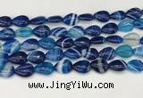 CAA4691 15.5 inches 10*14mm flat teardrop banded agate beads wholesale