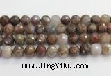 CAA5013 15.5 inches 12mm faceted round flower agate beads