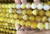 CAA5152 15.5 inches 10mm faceted round banded agate beads