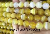 CAA5153 15.5 inches 12mm faceted round banded agate beads