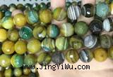 CAA5169 15.5 inches 16mm faceted round banded agate beads