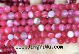 CAA5193 15.5 inches 8mm faceted round banded agate beads