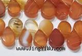 CAA5301 Top drilled 6*8mm flat teardrop line agate beads