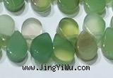 CAA5306 Top drilled 6*8mm flat teardrop line agate beads
