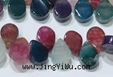 CAA5314 Top drilled 6*8mm flat teardrop line agate beads