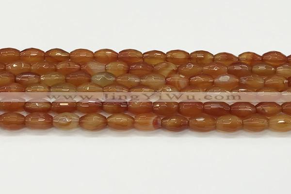 CAA5457 15.5 inches 8*12mm faceted rice agate beads