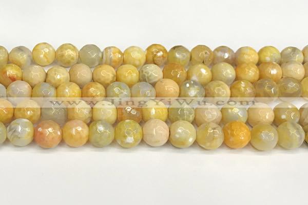 CAA5525 15 inches 10mm faceted round fire crackle agate beads