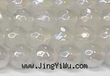 CAA5630 15 inches 6mm faceted round AB-color white agate beads