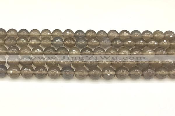 CAA5786 15 inches 8mm faceted round grey agate beads