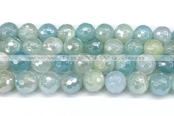 CAA6003 15 inches 12mm faceted round AB-color line agate beads