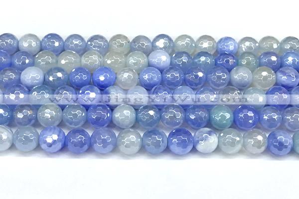 CAA6006 15 inches 8mm faceted round AB-color line agate beads