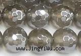 CAA6039 15 inches 8mm faceted round AB-color grey agate beads