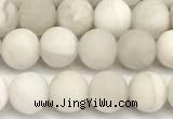 CAA6076 15 inches 6mm round matte white crazy lace agate beads