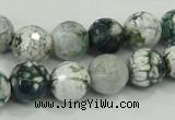 CAA720 15.5 inches 12mm faceted round fire crackle agate beads