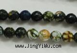 CAA792 15.5 inches 8mm faceted round fire crackle agate beads