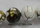 CAA822 15.5 inches 20mm faceted round fire crackle agate beads