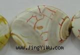 CAA845 15.5 inches 25*35mm twisted oval fire crackle agate beads