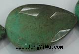 CAA96 15.5 inches 35*50mm faceted flat teardrop grass agate beads
