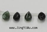 CAB127 15.5 inches 8*12mm flat teardrop moss agate gemstone beads