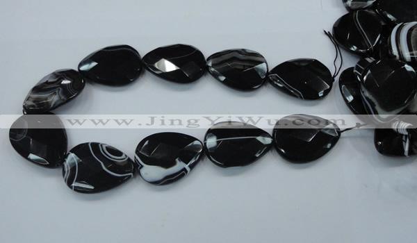 CAB317 15.5 inches 30*40mm faceted teardrop black agate gemstone beads
