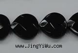CAB324 15.5 inches 20*20mm faceted heart black agate gemstone beads