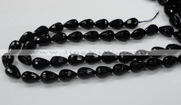 CAB331 15.5 inches 13*17mm faceted teardrop black agate gemstone beads