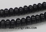 CAB339 15.5 inches 4*8mm rondelle black agate gemstone beads