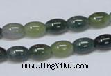CAB388 15.5 inches 7*10mm rice moss agate gemstone beads wholesale
