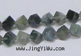 CAB400 15.5 inches 6*6mm inclined cube moss agate gemstone beads