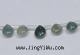 CAB414 15.5 inches 7*9mm flat teardrop moss agate gemstone beads