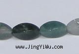 CAB421 15.5 inches 8*16mm twisted rice moss agate gemstone beads