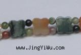 CAB469 15.5 inches flower & round double-drilled indian agate beads