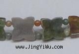 CAB470 15.5 inches flower & round double-drilled indian agate beads