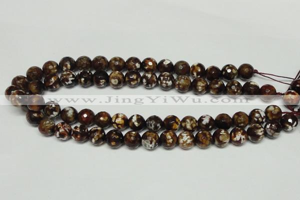 CAB617 15.5 inches 12mm faceted round leopard skin agate beads wholesale