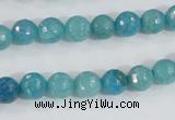 CAB653 15.5 inches 8mm faceted round fire crackle agate beads