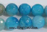 CAB656 15.5 inches 14mm faceted round fire crackle agate beads