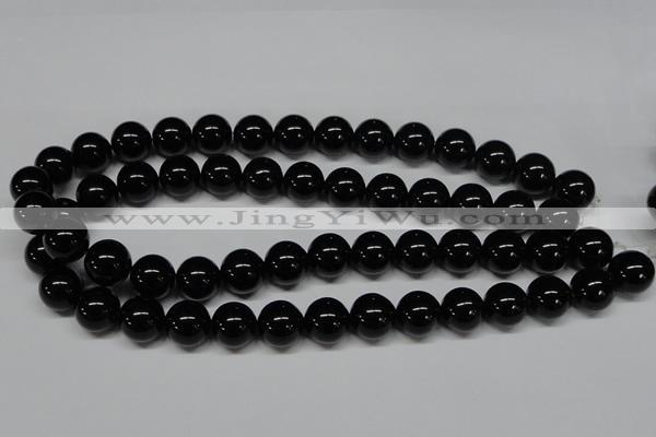 CAB727 15.5 inches 14mm round black agate gemstone beads wholesale