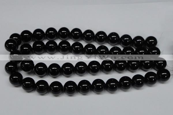 CAB728 15.5 inches 16mm round black agate gemstone beads wholesale