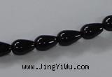 CAB733 15.5 inches 7*10mm teardrop black agate gemstone beads