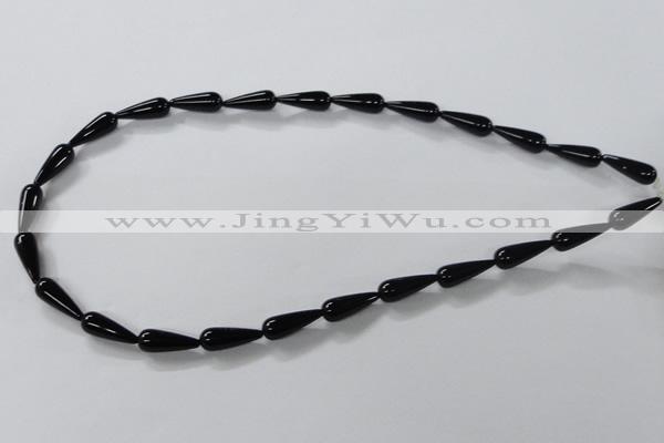 CAB734 15.5 inches 6*16mm teardrop black agate gemstone beads