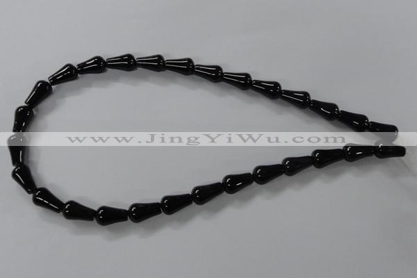 CAB736 15.5 inches 8*14mm teardrop black agate gemstone beads
