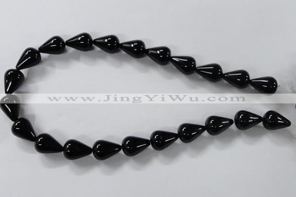 CAB738 15.5 inches 13*18mm teardrop black agate gemstone beads